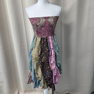 India Boutique Strapless Patchwork Dress